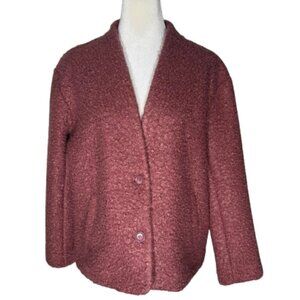 NWT Liz Claiborne Women's Mauve Two Button Faux Fur Coat Size Medium